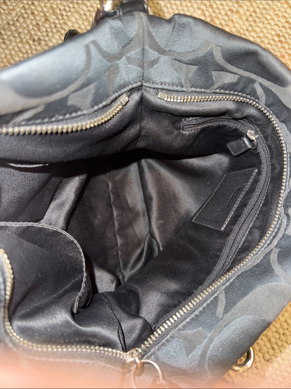 Coach Black Signature Jacquard Tote with Leather Trim F171183 Size 14x4x11 - Picture 7 of 11